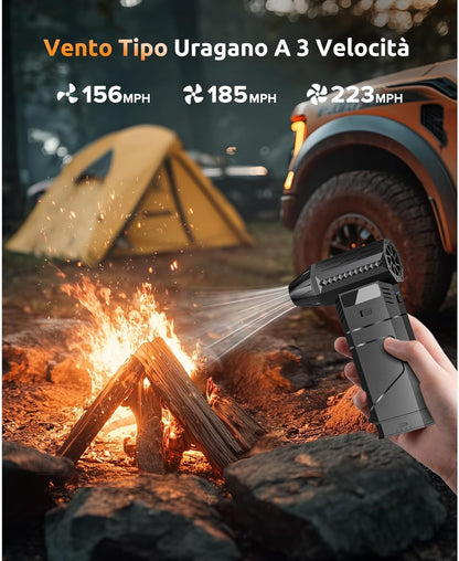 Luftduster Elektrische stofblazer met 2 modulaire wisselaccu's, 220 g + luchtstroom, persluchtspray met 2 magnetische sproeiers, 8000 mAh accu, 3 snelheden, led-mini-ventilator voor pc, toetsenbord