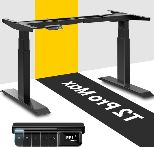 MAIDeSITe T2 Pro Max Electric Height Adjustable Desk Frame, 135 cm Height Adjustable Table Frame, Double Motor, Load Capacity 160 kg with Piano Master Control System and - QUORE