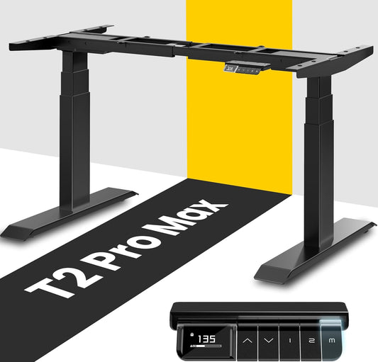MAIDeSITe T2 Pro Max Elektrisch in hoogte verstelbaar bureauframe, 135 cm in hoogte verstelbaar tafelframe, dubbele motor, draagvermogen 160 kg met Piano Master Control-systeem en