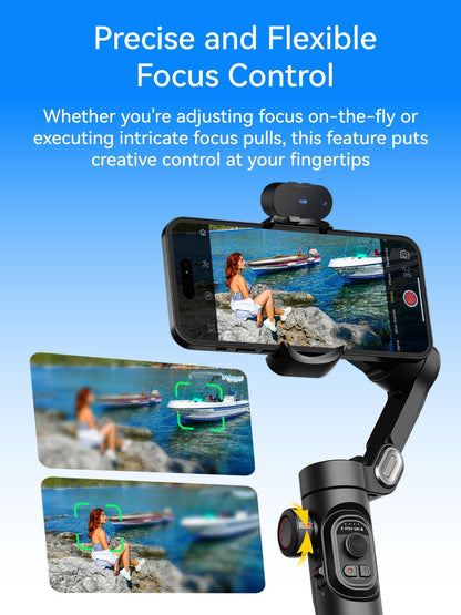 AOCHUAN Telefoongimbal voor iPhone/Android, 3-assige AI-trackingsensor, focuswiel, 8.0 anti-shake voor video-opname
