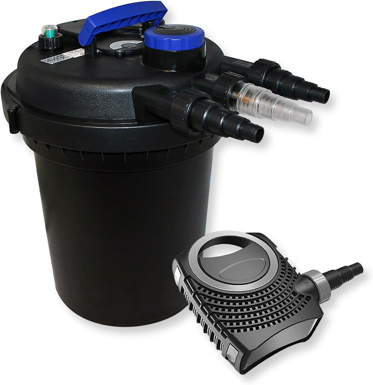 Vijverfilterset – Vijverfilter – Vijverpomp – Bio-drukfilter – UVC-sterilisator – Geschikt Voor Vijvers Tot 6000 Liter – 70 W Pomp Met 8000 L/u Capaciteit