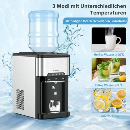 3-in-1 Waterdispenser – Ijsmachine – IJsblokjesmaker – Warmwaterdispenser – Koudwaterdispenser – Snel IJs in 10 Minuten – 3 Liter Waterreservoir