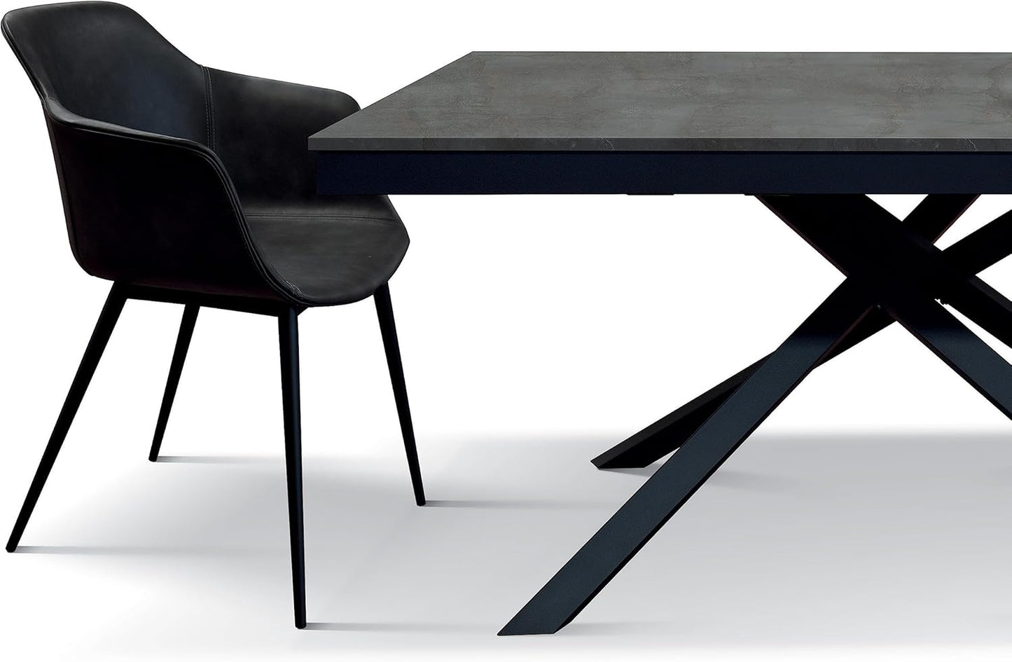 KONTE.DESIGN Cannes stoel, kunstleer, antraciet, 2 stuks