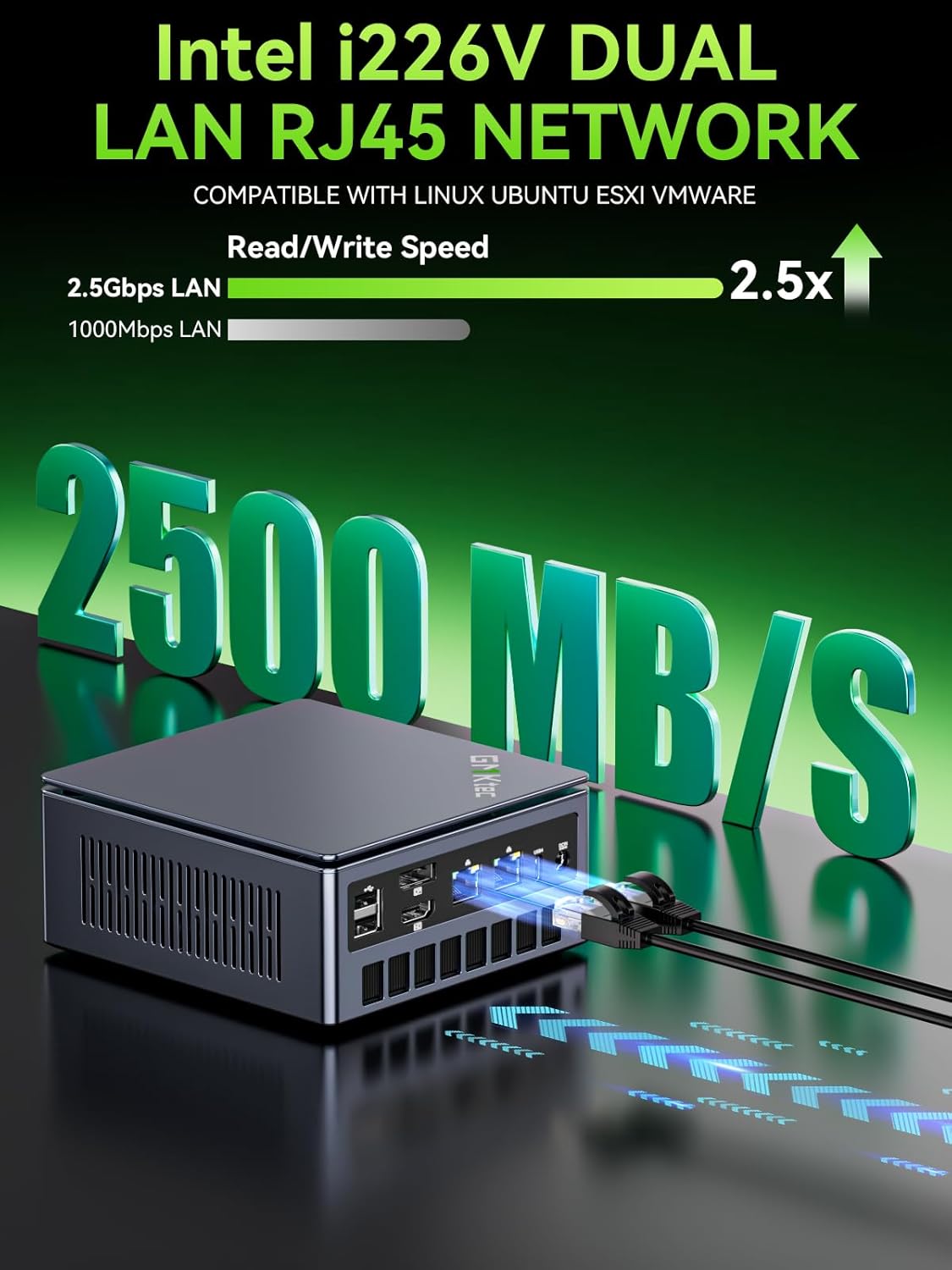 GMKtec Mini PC Gaming, M7 Ultra Ryzen 7 PRO 6850U 32GB DDR5 RAM + 1TB Hard Drive PCle SSD Oculink Dual NIC LAN 2.5G Desktop Computer, Dual USB4, HDMI 2.1, USB-C