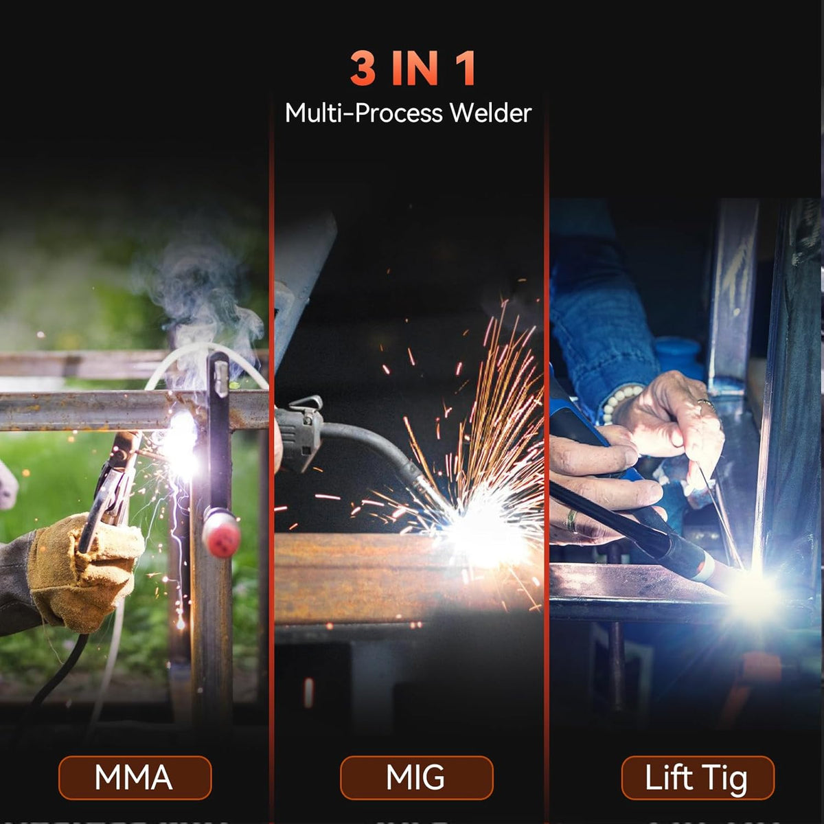 MIG350 lasapparaat met continue draad zonder gas, 120 A, 230 V, synergie elektrode 3-in-1 MIG/ARC/LIFT TIG IGBT inverter lasapparaat met draad 0,8 mm, lasmasker MIG