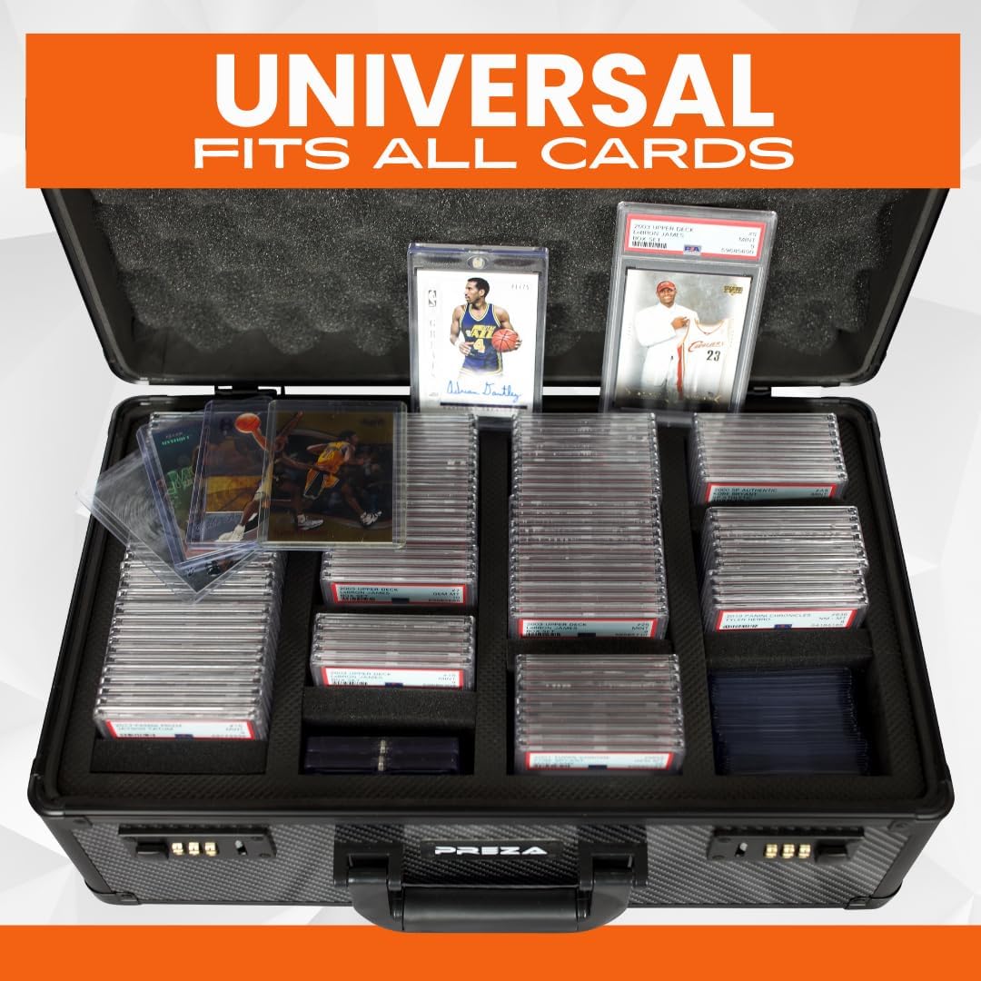 PREZA Graded Card Storage Box - Premium Trading Card Case voor Graded Sports Cards - Carbon Fiber Slab Case (XL)