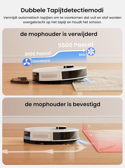 Lefant M2 Pro Robotstofzuiger en Dweilrobot met 5500Pa Zuigkracht en Automatisch Leegstation, Laser Navigatie met Kaartfunctie, Gepersonaliseerde Reiniging, Obstakeldetectie, Ideaal voor Dierenharen