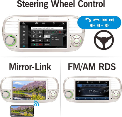 Autoradio Fiat 500 – Multimedia Speler – Auto Stereo – Navigatie Systeem – DAB Radio – Carplay & Android Auto – Bluetooth 5.0 – IPS Display