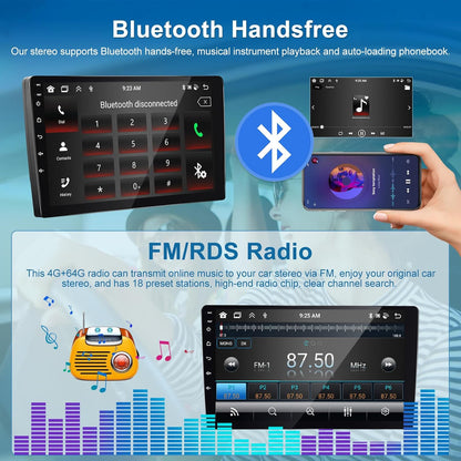podofo autoradio, 8 kernen, 2-DIN autoradio, iOS, CarPlay, Android autoradio, 4 + 64 G, dubbele DIN 9 inch, 1280p IPS, touchscreen, stereo-radio met 32EQ DSP GPS, navigatie, wifi, Android auto en