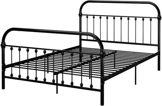 Bedframe – Metalen Bed – Slaapkamerbed – Eenpersoonsbed – Bedombouw – Zwart Metalen Frame – Stevige Constructie – Geschikt Voor Matras 140x200 cm