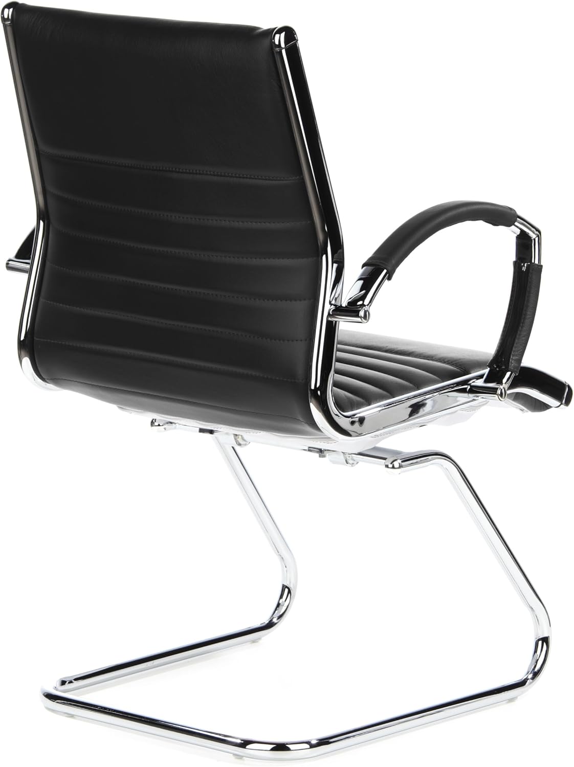 hjh OFFICE Parma V 660505 bezoekersstoel, leer, zwart/chroom, cantilever conferentiestoel met armleuningen