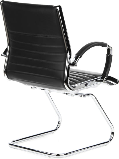 hjh OFFICE Parma V 660505 bezoekersstoel, leer, zwart/chroom, cantilever conferentiestoel met armleuningen