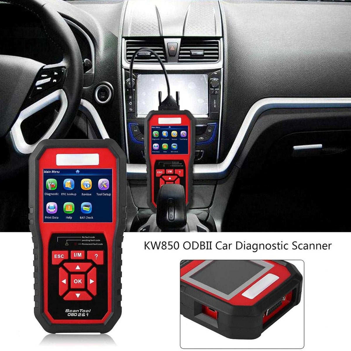 OBD2 Scanner – Auto Diagnoseapparaat – Foutcode Uitlezer – Check Engine Reader – EOBD Scanner – One-Click I/M Readiness – Kleurenscherm Met Geluidssignaal