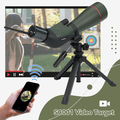 Svbony SA412 20-60x80 Spotting Scopes met WIFI-Camera, HD-Spotting Scope met Desktop Statief, Schuine Lange Afstand Spotter Scope, FMC Waterdichte Mistbestendige Spotting Scope voor Doelschieten