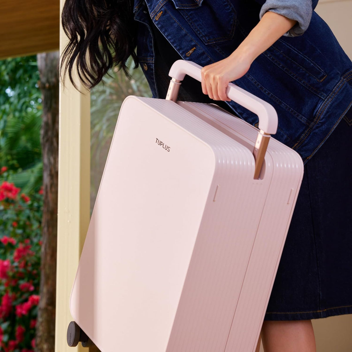 TUPLUS 50,8 cm handbagage harde bagage lichtgewicht ABS reiskoffer met brede handgreep spinner wielen TSA combinatieslot, balans serie 2.0, Sakura Roze, Carry-On 20'', Koffer