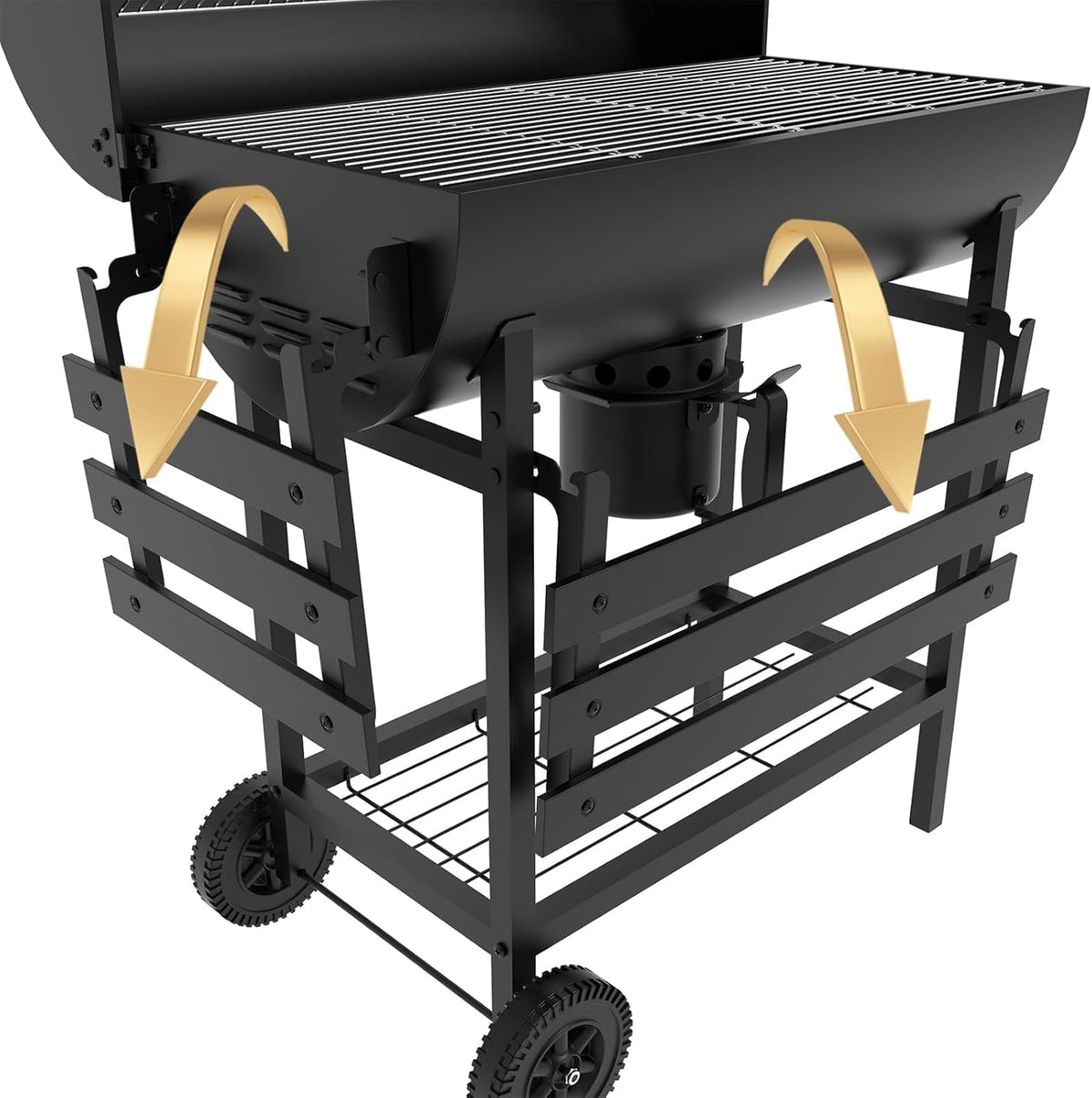 Teeno Grill houtskoolgrill, met XXL-kookrooster met twee planken, verstelbare ventilatie, grillbal, brandbeveiligingshandschoenen, draagbare houtskoolgrill (met doekdeksel)