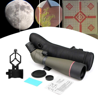 Svbony SV13 Spotting Scope 20-60x80 Waterdichte Nevelvrij Monoculair HD FMC Optiek 45 Angled Oculair Spotting Scope met Telefoon Adapter voor Vogels kijken Schieten Schietschieten