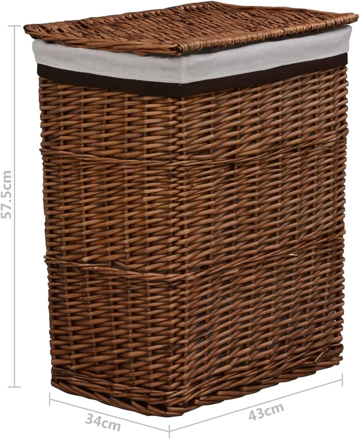 Wasmand – Wasbox – Wassorteerder – Opbergmand – Waszak – Handgevlochten Wilgentakken – Ruime Inhoud 43x34x57,5 cm