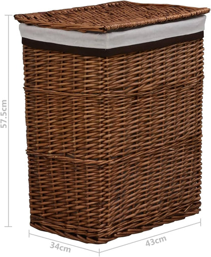 Wasmand – Wasbox – Wassorteerder – Opbergmand – Waszak – Handgevlochten Wilgentakken – Ruime Inhoud 43x34x57,5 cm