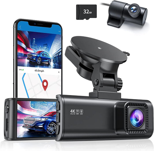 Dashcam – Autocamera – Dashboardcamera – Auto Camera – Rijcamera – Voor- En Achtercamera 4K/1080P – 5,8 GHz WiFi En GPS