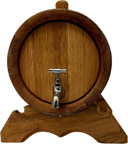 Wooden World - Eikenhouten vat met kraan op standaard - vat voor wijn, whisky, cognac - 10 liter
