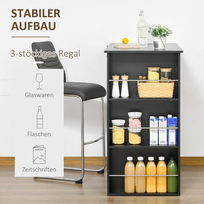 HOMCOM bar table modern dining table desk with 3 storage surfaces black chipboard 112 x 57 x106 cm - QUORE
