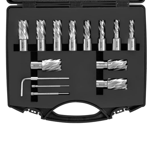 Ringfrezen Set – Ringboren – Kernfrezen – Metaalfrees – Weldon Frees – 11-Delige Set 11-27 mm – Hoogwaardig HSS Snelstaal