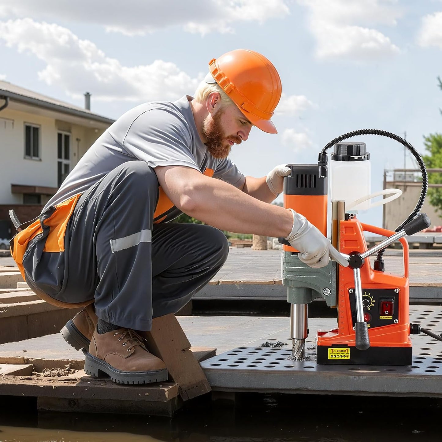 VEVOR Magnetic Drill 1350 W, Drill Diameter 50 mm, Power 12500 N, Max Stroke 210 mm with Cooling Connection, Column Drill for Metal Surfaces, DIY