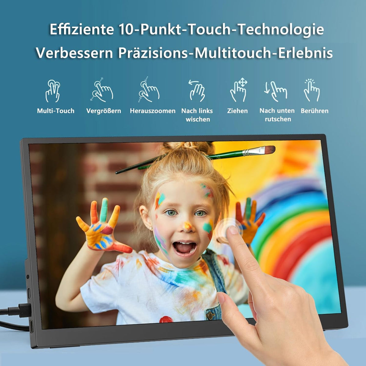 14,1 inch 1920 x 1200 touchscreen-monitor, IPS-scherm draagbare monitor met 2 full-features USB-C, HDMI, USB-A, 10-punts touch, geavanceerde draagbare monitor voor laptop, pc, telefoon, Mac