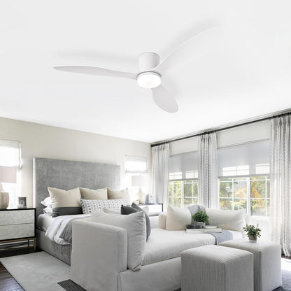 Grote Plafondventilator Met Verlichting En Afstandsbediening Voor De Slaapkamer, Moderne Plafondventilator Voor Binnen Met Lampen, 6-snelheden Stille DC-motor, Geheugenfunctie Dimbare Led-White||52in