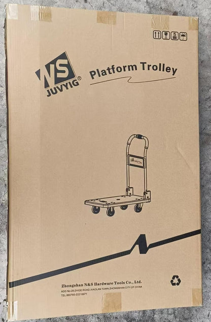 Transportwagen – Steekwagen – Platformwagen – Trolley – Vouwtrolley – Inklapbaar met één hand – Draagkracht 350 kg, Rubberen stille wielen met remmen