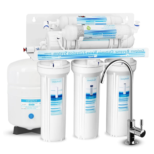 Geekpure 6-Stage Reverse Osmosis Drinking Water Filter System with Alkaline pH+ Remineralization Filter-75 GPD - QUORE