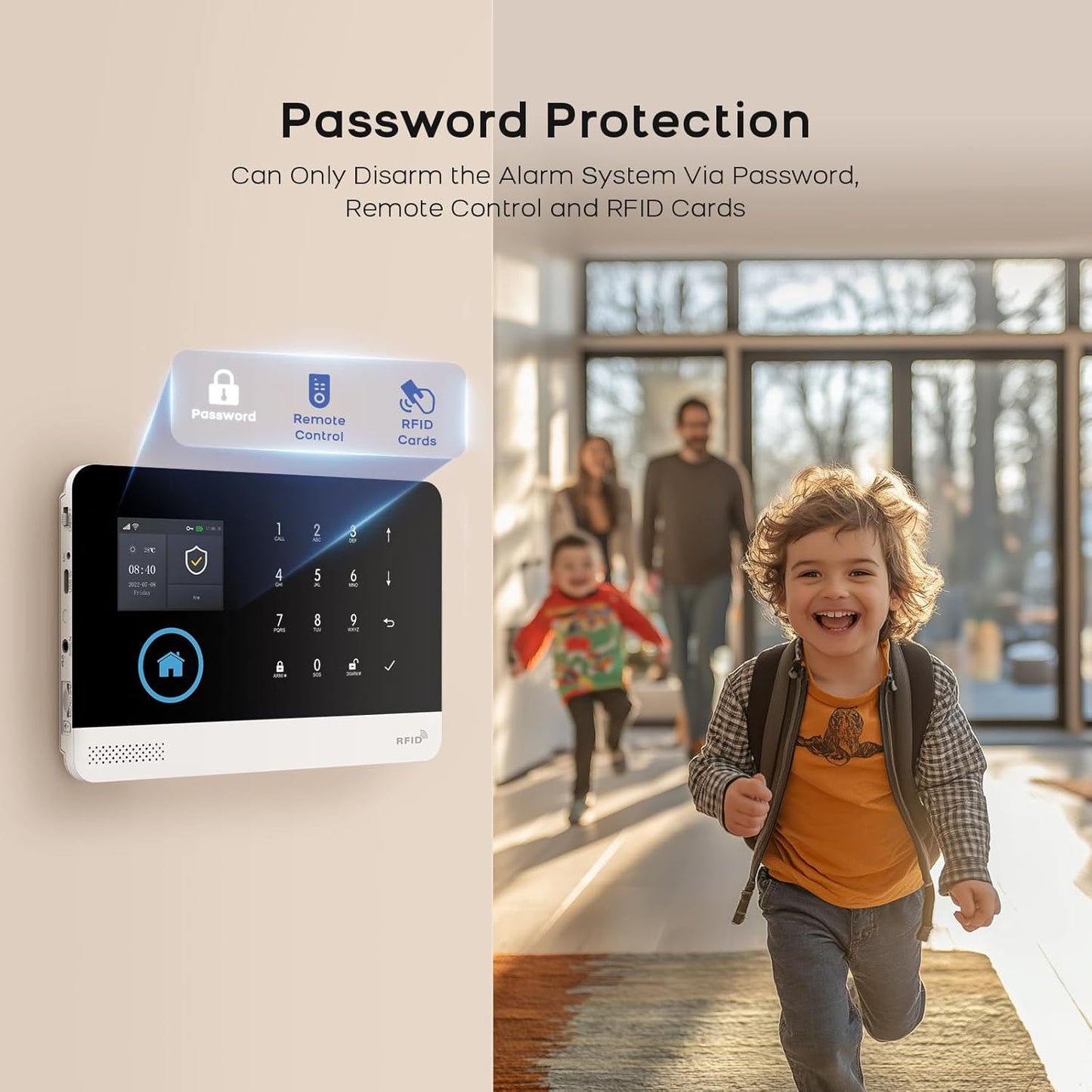 Draadloos huisalarm, draadloze alarmset met sirene 120 dB, intelligente afstandsbediening, spraakuitnodiging, lcd-display, veiligheid voor thuis, kantoor (X103-EU-2G-F)