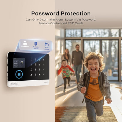 Draadloos huisalarm, draadloze alarmset met sirene 120 dB, intelligente afstandsbediening, spraakuitnodiging, lcd-display, veiligheid voor thuis, kantoor (X103-EU-2G-F)
