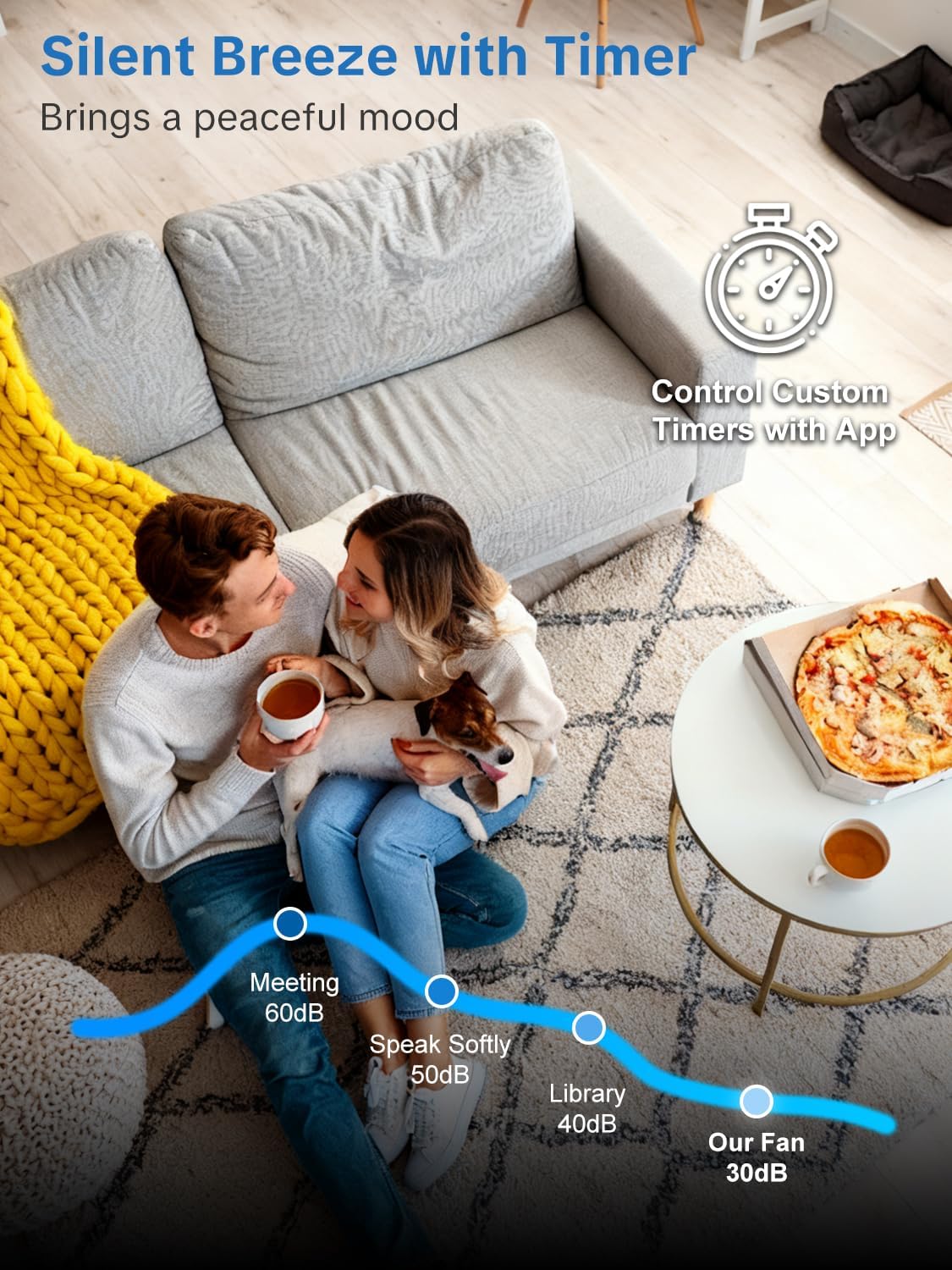 Plafondventilator, diameter 106 cm, met licht en afstandsbediening, omkeerbare DC-motor, stil, 6 snelheden, 3 CCT, led-plafondlamp voor slaapkamer en woonkamer, zwart
