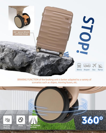 Sea choice 3-delige kofferset 20/24/28" ABS Harde Schaal Handbagage met TSA Slot YKK Rits 8 Spinner Wielen