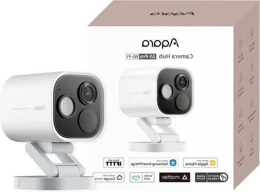 Aqara 4MP Camera Hub G5 Pro WIFI, Real Color Night Vision Security Camera Outdoor, 2.4/5Ghz WiFi, HomeKit Security Video, Thread-Border Router, Local Detection, Thread/Zigbee, Supports Alexa, Google (White) - QUORE
