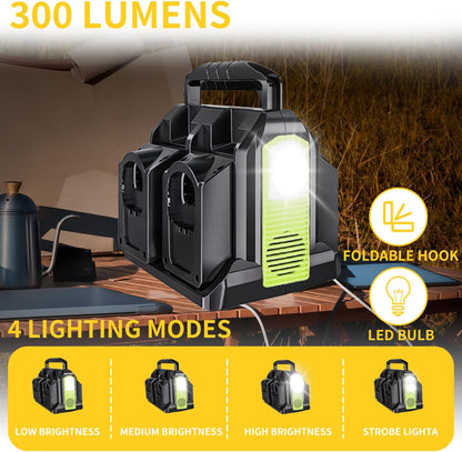 350W 4-poorts zuivere sinusomvormer, DC 18V naar 230V/240V AC-voeding, compatibel met Ryobi 18V lithiumbatterijen (batterij niet inbegrepen) | Draagbare draadloze omvormer voor buiten