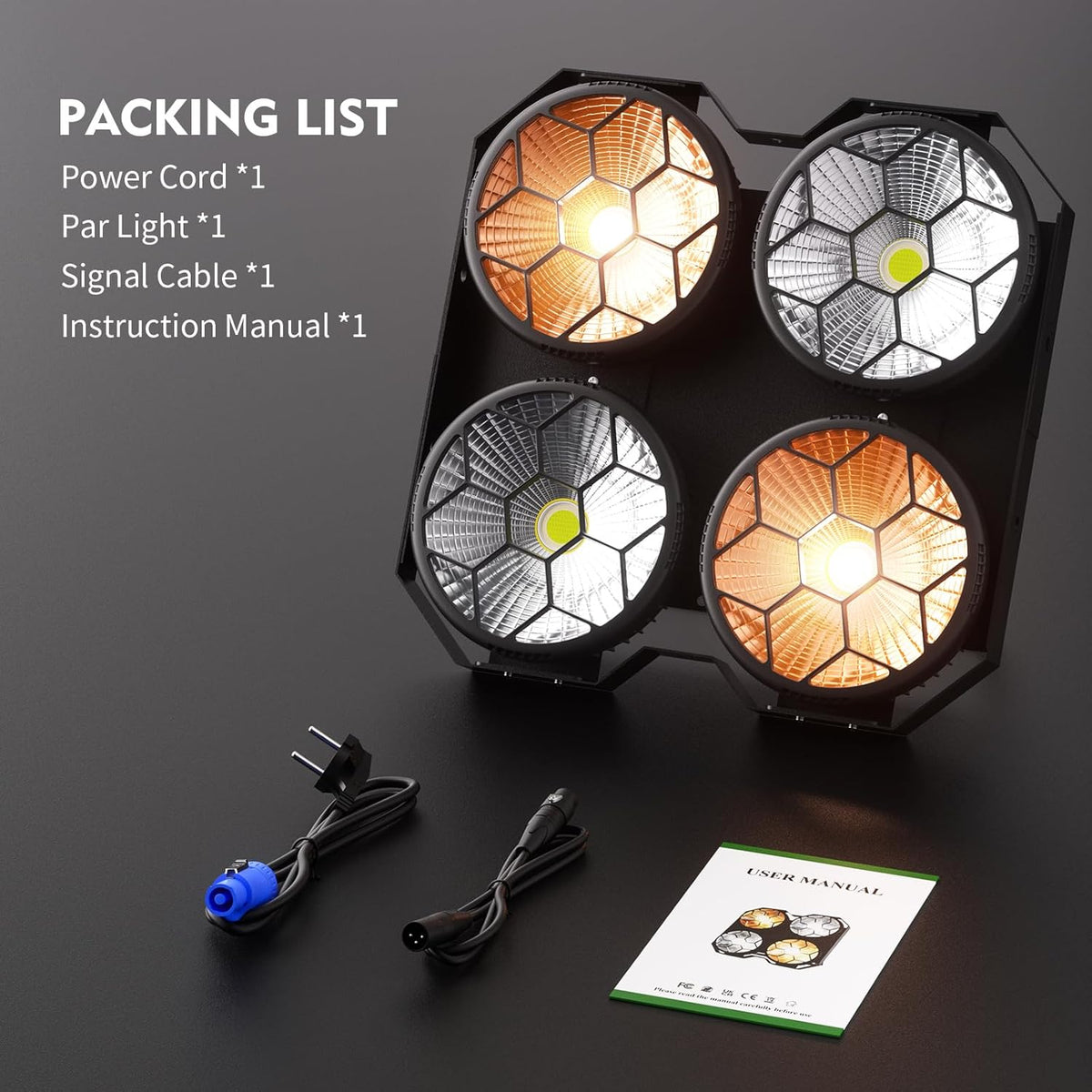 4 x 100 W COB LED Par Light 2 in 1 koud warm wit lichteffecten Par Spotlight 3200-5600K stroboscoop 25+30 lichteffecten podiumverlichting voor podium, kerk, club, party, lichttechniek