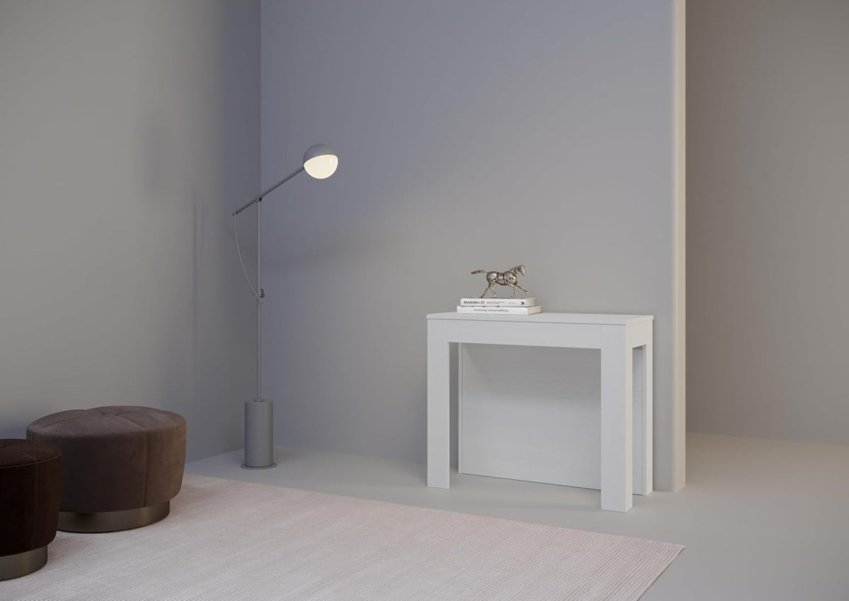 Uittrekbare console Cayman wit essenhout 4 verlengingen 62 cm