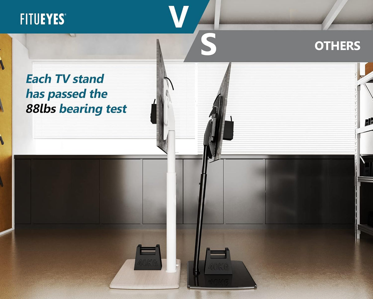 TV-vloerstandaard Wit – Vloerstandaard TV – Tv-standaard – Televisiestandaard – Tv Voet – Draaibaar Tot 60° – Hoogteverstelbaar