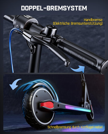 FanttikRide T9 Apex Elektrische step voor kinderen, 1,3-1,7 m, 200 W motor, led-kleurlicht, bluetooth-muziek, 12/16/20 km/u digitaal display, in hoogte verstelbaar, opvouwbaar, tot 40 minuten, zwart