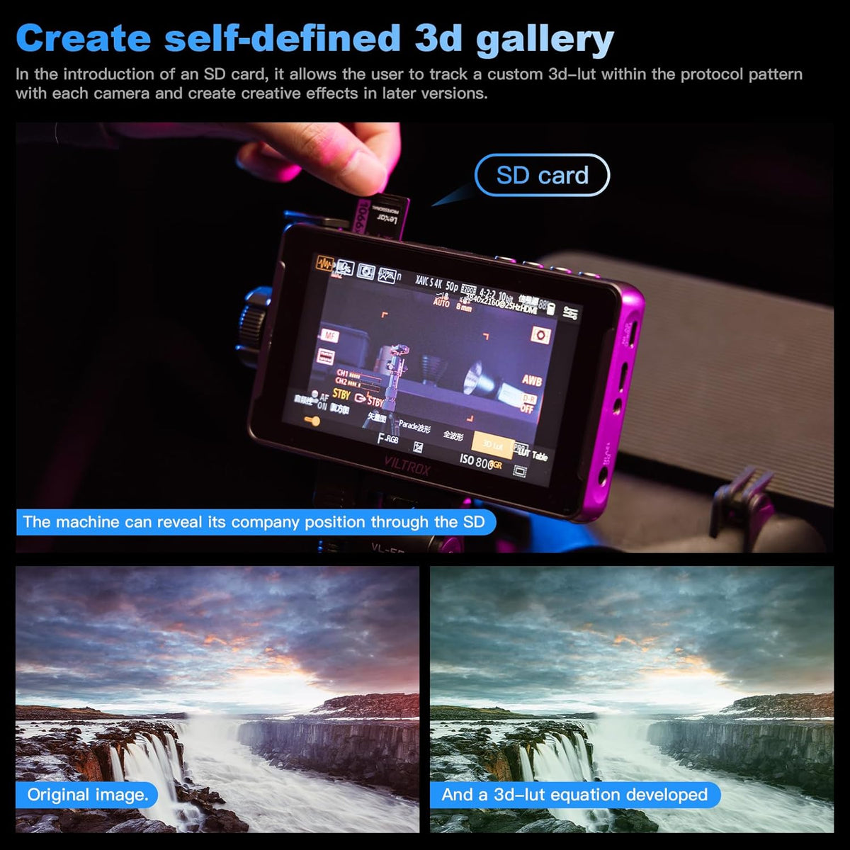 Viltrox DC-550 Pro 5,5 Inch Aanraakscherm Video-Monitor, On-Camera Uitvoer, Belichtings- en Focusassistent, Golfvorm 1200 Nits, 4K HDMI DSLR Externe Voor Sony, Canon