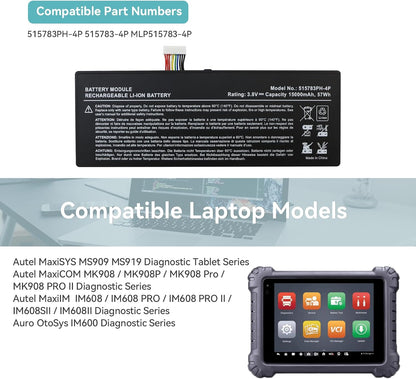 K KYUER 515783PH-4P Batterij voor Autel MaxiSYS MS909 MS919 Diagnostic Tablet, MaxiCOM MK908 Pro MK908P, MaxiIM IM608/IM608 PRO/IM608 PRO II/IM608 PRO 2, OtoSys IM600 Diagnostic Key Programming Tool