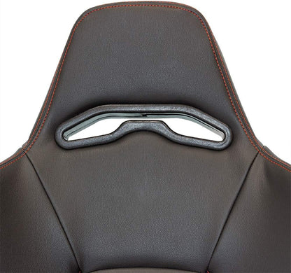 AutoStyle Sportstoel 'Eco' - Zwart Kunstleder + Rode stiksels - Rechterzijde verstelbare rugleuning - incl. sledes