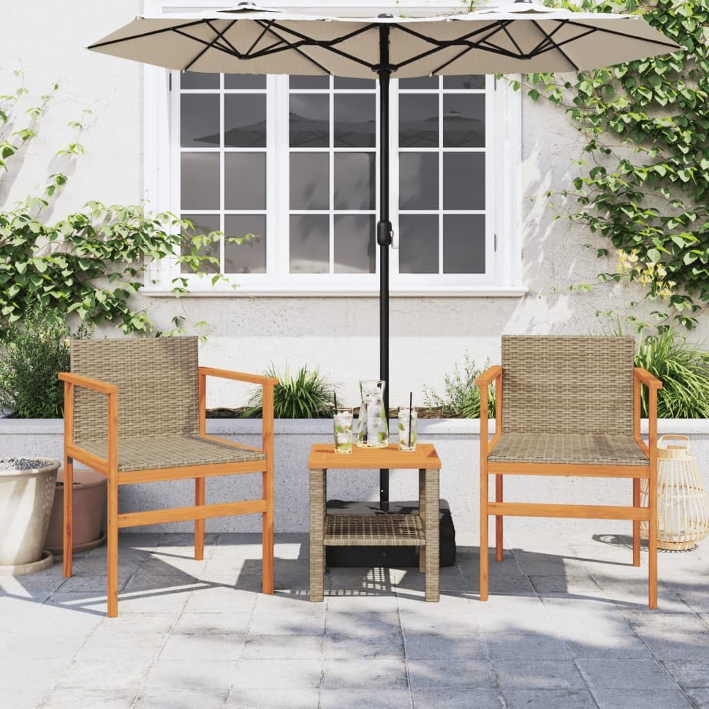 Tuinstoelen – Balkonstoelen – Tuinmeubilair – Terrasstoelen – Buitenstoelen – Set 2 Beige – Duurzaam PE-Rotan – Robuuste Stalen Frame