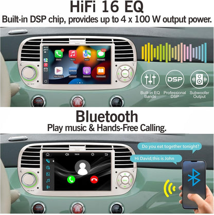 Autoradio Fiat 500 – Multimedia Speler – Auto Stereo – Navigatie Systeem – DAB Radio – Carplay & Android Auto – Bluetooth 5.0 – IPS Display