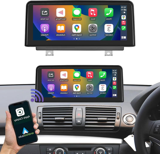 Road Top Wireless Carplay Android Car, 10.25 inch Car Stereo Receiver for BMW 1er E81/E82/E87/E88 2008-2012 Year with CIC System, 1920 * 720 Car Radio Touch Screen Multimedia Radio Receiver - QUORE