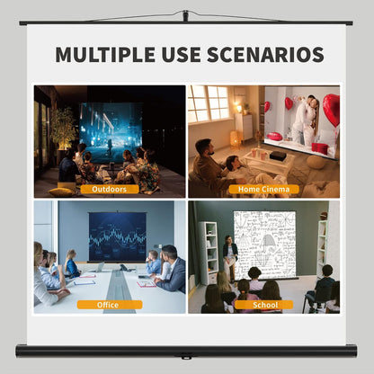 Beamerscherm met standaard, projectorscherm 80 inch, 16:9, draagbaar, projectiescherm, projectie met ultrakorte afstand mogelijk, optrekbaar, compact design, ideaal voor thuisbioscoop, binnen- en