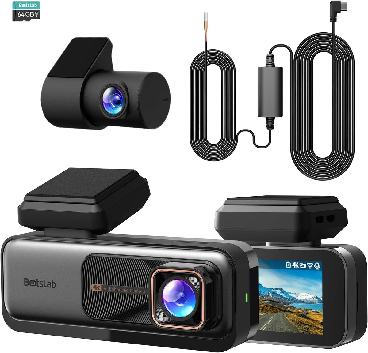 Dashcam Auto Voor En Achter – Autocamera – Rijcamera – Autodashcam – Voor En Achter Camera – 4K Voorcamera + 2K Achtercamera – GPS, Wifi & 24/7 Parkeerbewaking